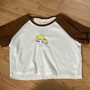 romwe brown and cream mushroom crop top